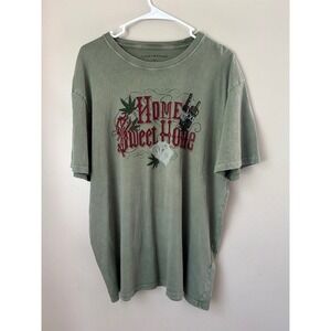 Lucky Brand Olive Green Graphic T-Shirt XL Home Sweet Home Cards Beer
